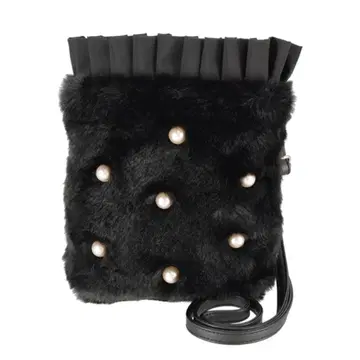 안드라브 프릴 탑 복슬복슬 펄 장식 숄더백