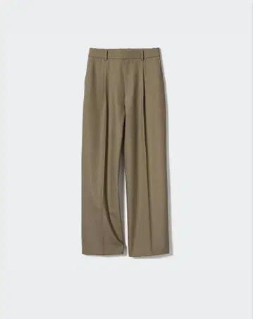 유니클로 턱 와이드 팬츠 올리브 S