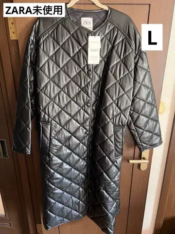 ZARA 미사용! 가죽 느낌 퀼팅 롱 코트 L 사이즈