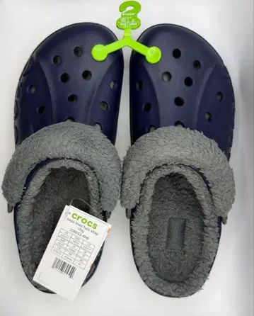 crocs 바야 라인드 퍼 스트랩 크로그 네이비 (27.0)