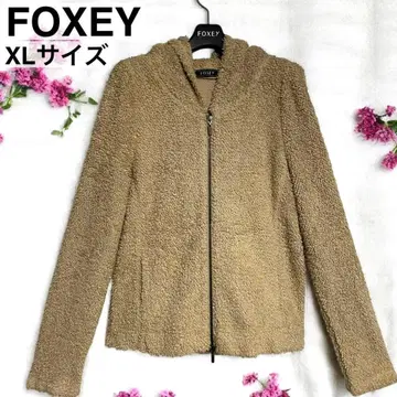 FOXEY 푸들 후드티 긴팔 더블 지퍼 42 베이지 밀크티