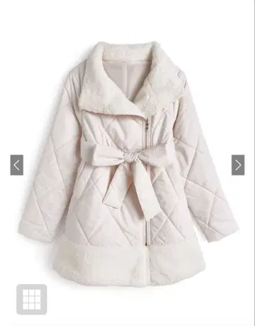 리본 벨트 절개 퍼 코트