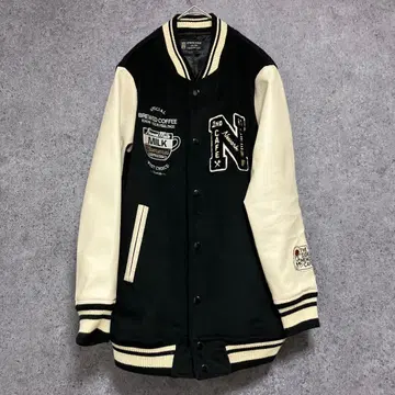 리벳&서지 바시티 자켓 새상품급 프리 사이즈 밀크 에스프레소