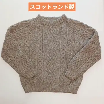 스코틀랜드제 피셔맨 스웨터 아란 니트 손뜨개질