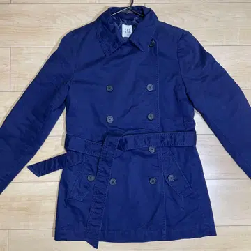 GAP 트렌치코트 XXS 네이비 허리 벨트 코튼 면