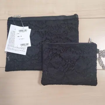 치카자와 레이스 레이스 파우치 2개 세트 블랙