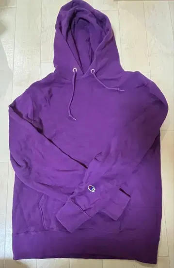 Champion 퍼플 후드 부착 후드티 M