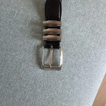 블랙 가죽 벨트 실버 금속 버클