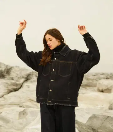 소에르테 컷오프 프린지 데님 자켓 데님 청바지