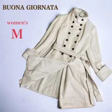 보나조르나타 페이크 무스탕 스탠드 카라 코트 더블 M 화이트