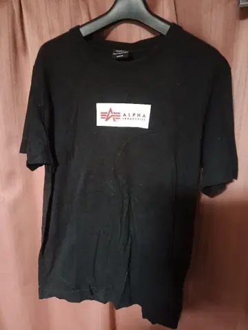 ALPHA INDUSTRIES 블랙 로고 T셔츠 M