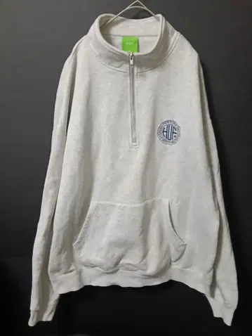 HUF 20주년 기념 그레이 하프 지퍼 맨투맨 XXL