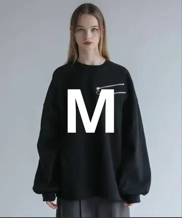 ELLUV 더블 슬래시 지퍼 헤비 웨이트 속기모 오버 맨투맨