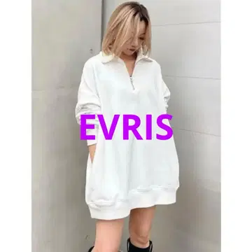 [ 미사용 새상품 ] EVRIS 하프 지퍼 맨투맨 상의 화이트 F