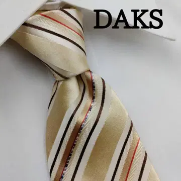 닥스 고급 실크 넥타이 스트라이프 패턴 라이트 베이지