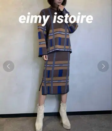 [ 새상품급 ] eimy istoire 랜덤 체크 니트 셋업 스커트