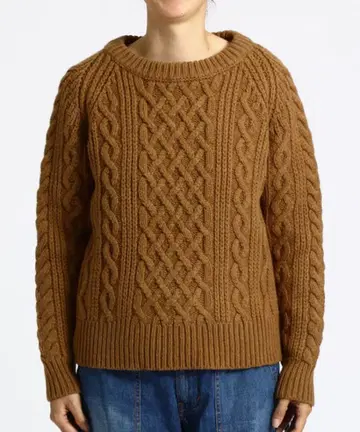 12/26까지 판매 BEAMSBOY/브라운 아란 크루넥 니트