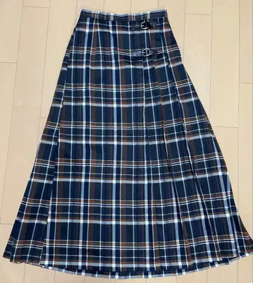 RAGE BLUE 체크 플리츠 롱 스커트