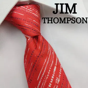 짐 톰슨 고급 실크 넥타이 스트라이프 패턴 버밀리온