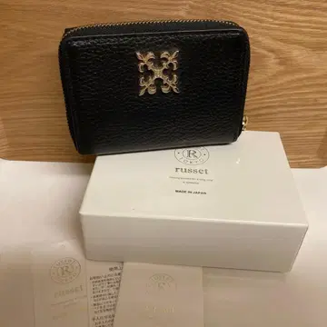 러셋 3단 폴더형 지갑 가죽 지갑 라운드 지퍼 블랙