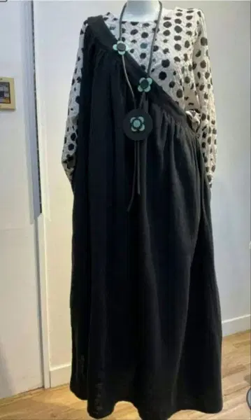 핸드메이드 원숄더 코튼 100% 원피스 블랙