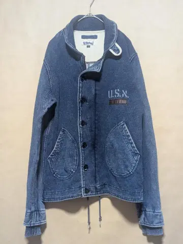 HOUSTON 휴스턴 데님 지퍼 인디고 맨투맨 M