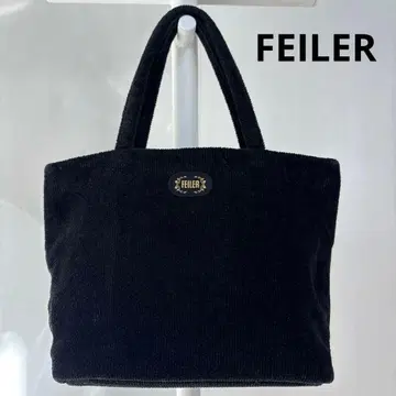 FEILER 페이 보더 핸드백 무지 블랙 파일 원단 로고