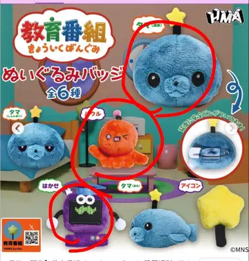 교육 방송 가챠 인형 배지 3종