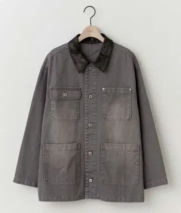 새상품 [ Discoat ] 가죽 대비 컬러 커버올 차콜 그레이