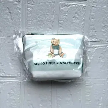 젤라피케 스벅 베어 프린트 보더 파우치 민트 그린