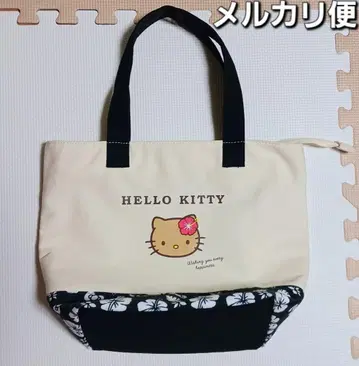 산리오 일광화상 키티 하이비스커스 패턴 토트백 시마무라