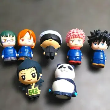 애니메이션 주술회전 피규어 7체 세트 플러스 러버 스트랩 2개