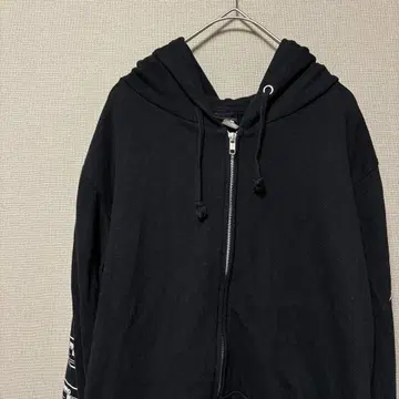 히프노시스 마이크 로고 프린트 후드티(L) 사쿠마 다이스케 블랙 풀 집업