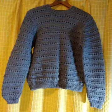 그레이 긴팔 니트 스웨터 손뜨개질 여성용