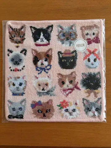 FEILER 페이러 러브러리 프리티 캣츠 고양이 패턴 손수건