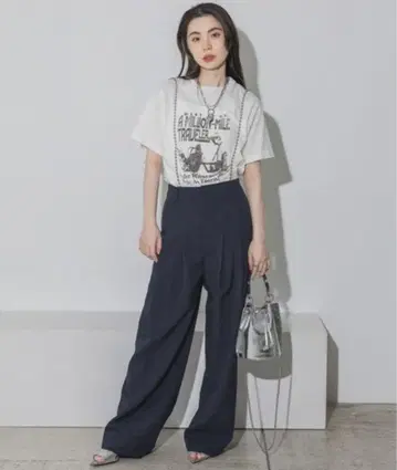 지나시스 볼 체인 서스펜더 와이드 팬츠 블랙 S 사이즈