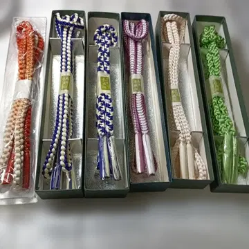 순수 실크 수제 끈 허리띠 원형 끈 6개 묶음 미사용품