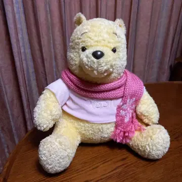 푸우 봉제 인형 약 30cm 핑크색 머플러 SEGA 2003