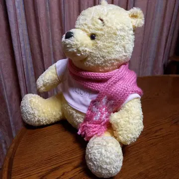 푸우 봉제 인형 약 30cm 핑크색 머플러 SEGA 2003