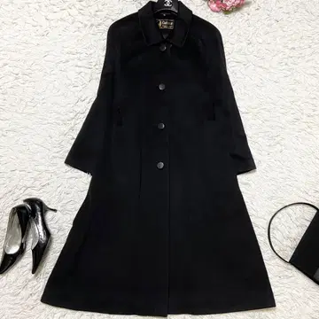 [ 새상품급 ] 캐시미어 100% 롱 코트 블랙 XL 상당 실크 여성용