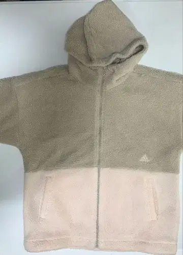 adidas 보아 후드 부착 자켓 베이지/핑크 여성용 L 사이즈