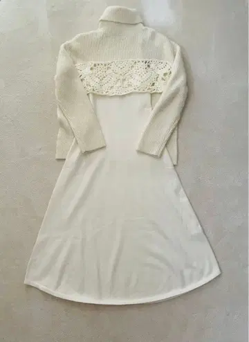 birthdaybashshop 아이보리 니트 레이스 원피스