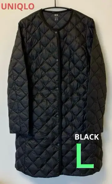 유니클로 울트라 라이트 다운 코트 노카라 코트 블랙 L