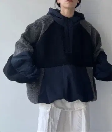 wee9s 오버 사이즈 보아 후디 블루종