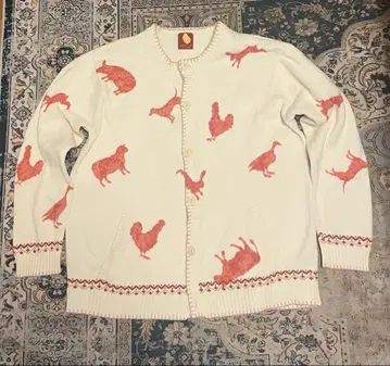 [초레어] 칼 헬무트 애니멀 무늬 가디건 니트 스웨터 동물 패턴 올 패턴