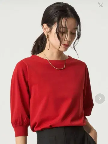 형태 슬리브 니트 풀오버 레드 프리 사이즈