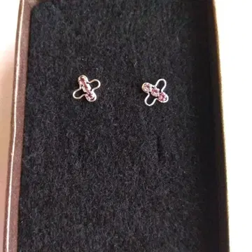 K14WG 핑크 스톤 3줄 플라워 귀걸이