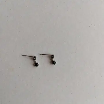 K14WG 블랙스톤 귀걸이