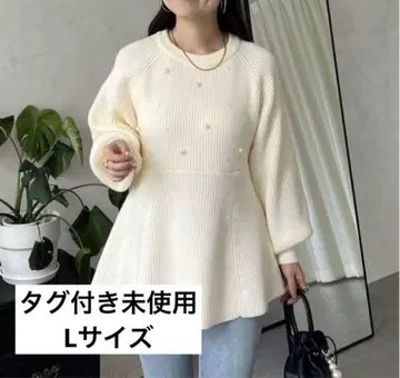 prose verse 프로즈베일 프론트 펄 래글런 페플럼 니트