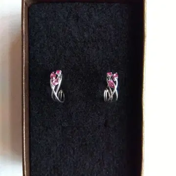 K14WG 핑크 스톤 후프 귀걸이